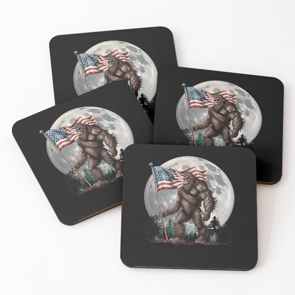 Item preview, Bigfoot Sasquatch - American Flag Full Moon Patriotic designed and sold by Moutamid22art.