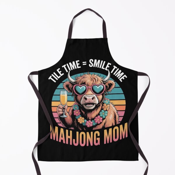 Item preview, Retro Highland Cow Mahjong Mom – Funny Tile Time Smile Time Vintage Mahjong Gift designed and sold by WearVerse440.