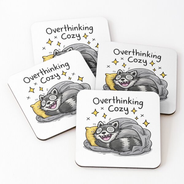 Item preview, Overthinking Cozy Raccoon Meme – Cute Anxiety Trash Panda designed and sold by Region.