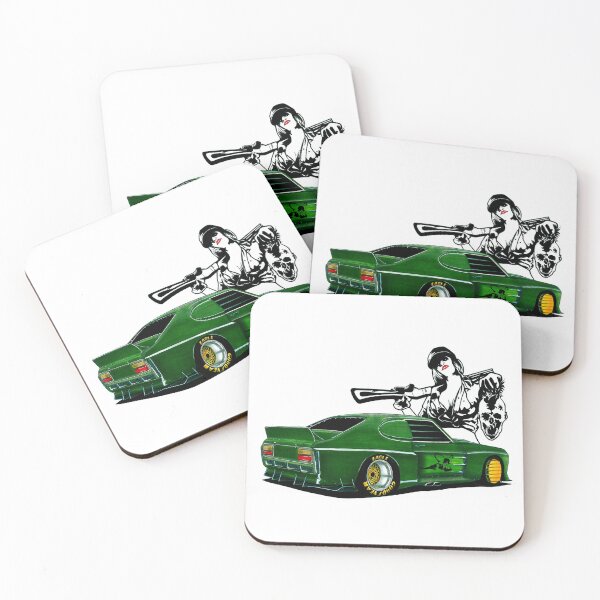 Item preview, Exclusive drawing green american sci-fi sport car green Capri Coupe Turbo with brave girl designed and sold by Cars23.