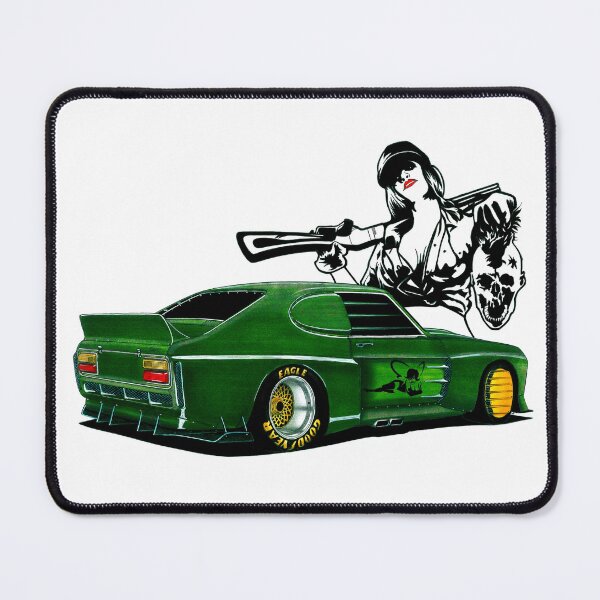 Item preview, Exclusive drawing green american sci-fi sport car green Capri Coupe Turbo with brave girl designed and sold by Cars23.