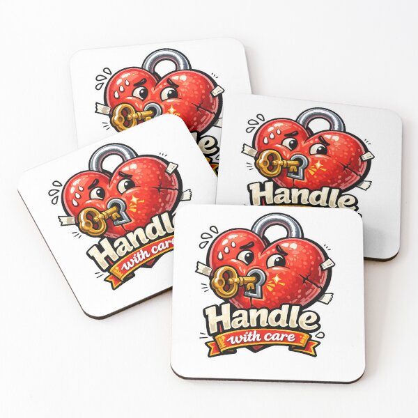 Item preview, Handle With Care Heart Sticker – Cute Funny Locked Heart with Key Illustration designed and sold by StickyDelights.