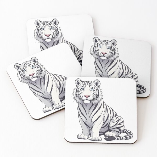 Item preview, Majestic White Tiger – Elegant Blue-Eyed Wild Animal Illustration designed and sold by Karolina’s Cozy Creations.
