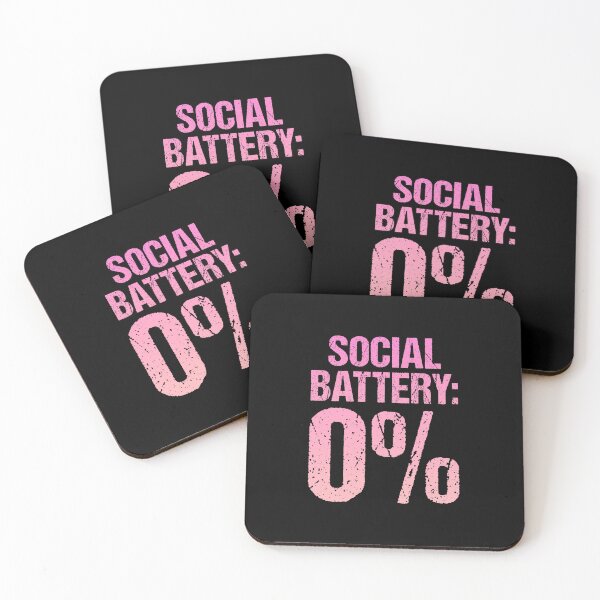Item preview, Social Battery: 0%, Pink Grunge Typography designed and sold by Memes N Lore .
