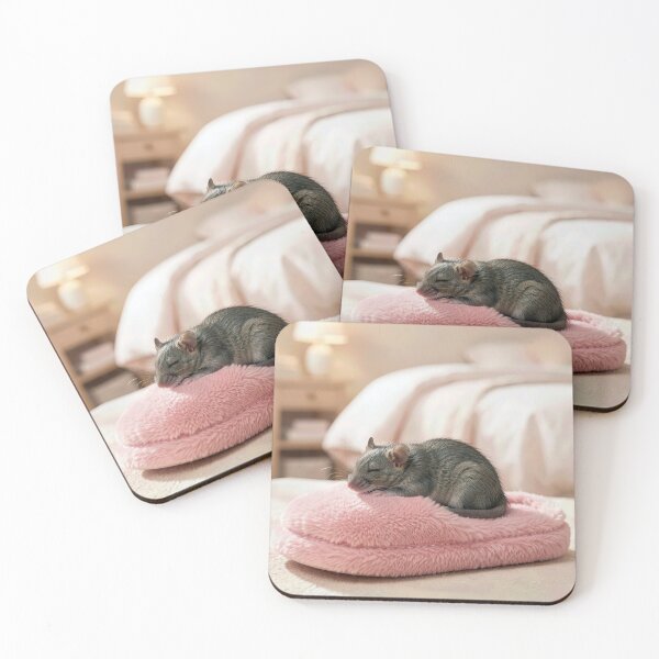 Item preview, Gray Mouse on a Pink Bedroom Slipper designed and sold by Maria Dryfhout.