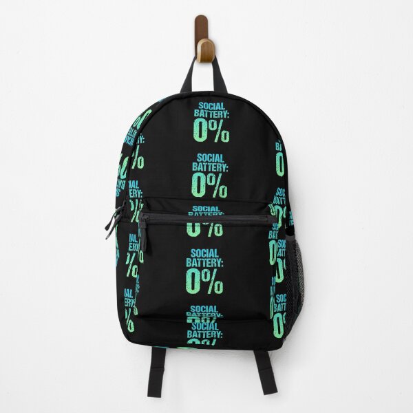 Item preview, Social Battery: 0%, Blue and Green Grunge Typography designed and sold by Memes N Lore .