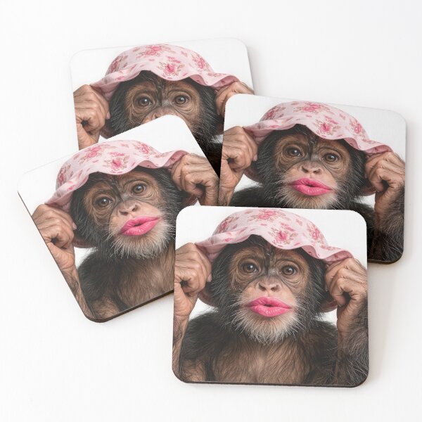 Item preview, Chimpanzee Wearing a Pink Hat designed and sold by Maria Dryfhout.