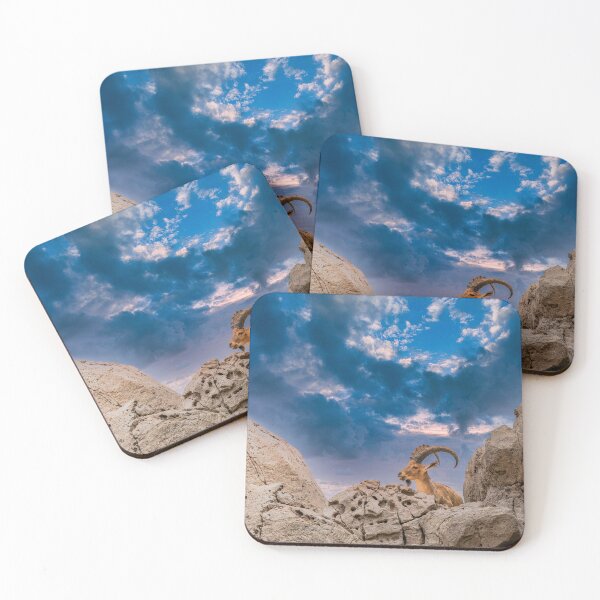 Item preview, Nubian Ibex in the Wild - Majestic Mountain Wildlife & Dramatic Sky Art designed and sold by AbulailArt.