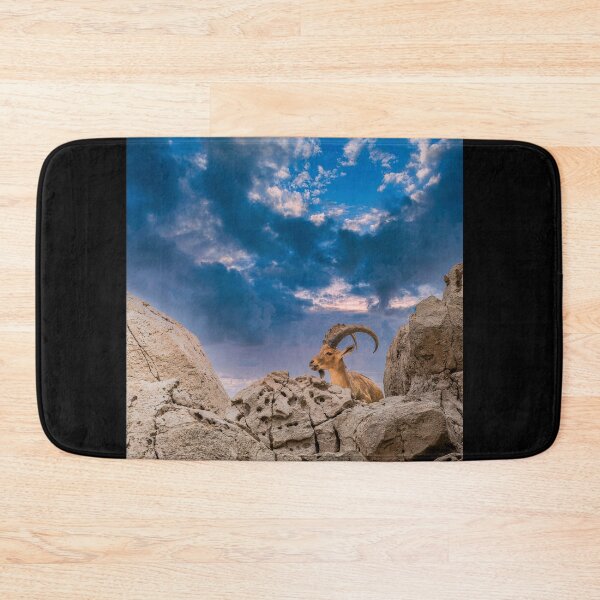 Item preview, Nubian Ibex in the Wild - Majestic Mountain Wildlife & Dramatic Sky Art designed and sold by AbulailArt.