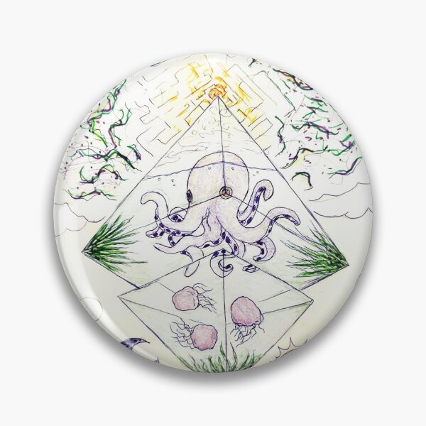 Item preview, Geometric Ocean Portal – Octopus and Jellyfish Celestial Sea Art designed and sold by Odd shloox.