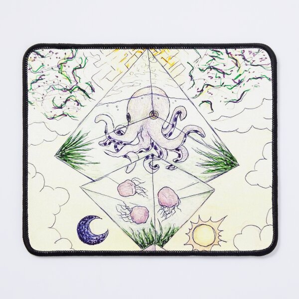 Item preview, Geometric Ocean Portal – Octopus and Jellyfish Celestial Sea Art designed and sold by Odd shloox.