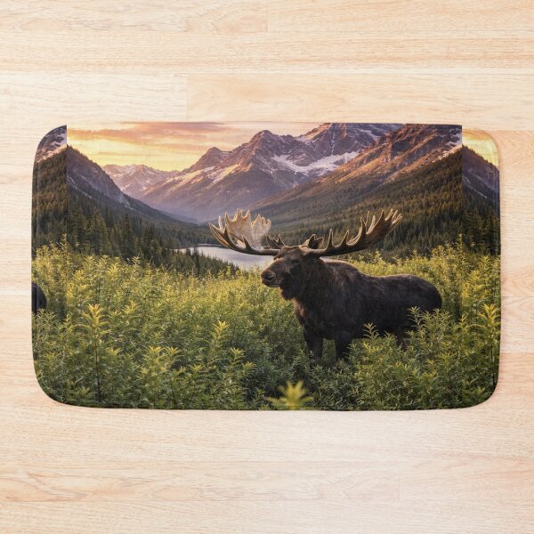 Item preview, Majestic Moose Golden Hour Mountain Wildlife Portrait designed and sold by Kimberly Palmer.