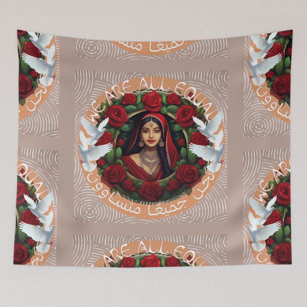 Item preview, Arabic Woman Roses & Doves We Are All Equal Print designed and sold by thelivingrp.