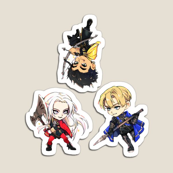 Artikelvorschau, Claude Dimitri Edelgard Fire Emblem Three Houses Chibi Stickers entworfen und verkauft von Kryomax_.