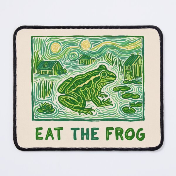 Item preview, Eat the Frog Motivational Linocut Print designed and sold by SHELOPS.
