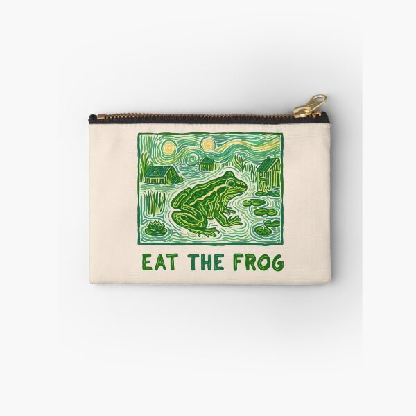 Item preview, Eat the Frog Motivational Linocut Print designed and sold by SHELOPS.