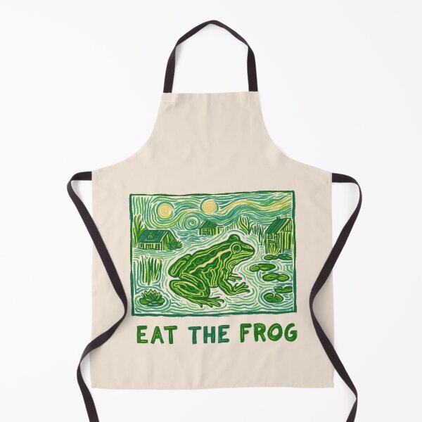 Item preview, Eat the Frog Motivational Linocut Print designed and sold by SHELOPS.