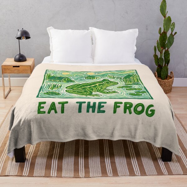 Item preview, Eat the Frog Motivational Linocut Print designed and sold by SHELOPS.