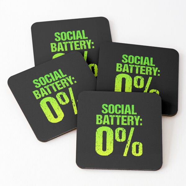 Item preview, Social Battery: 0%, Green Grunge Typography designed and sold by Memes N Lore .