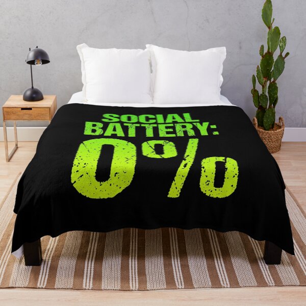 Item preview, Social Battery: 0%, Green Grunge Typography designed and sold by Memes N Lore .