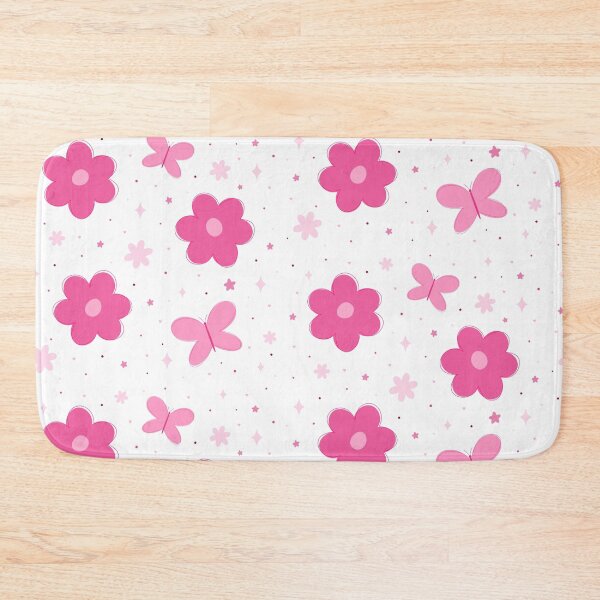 Artikelvorschau, Niedliches Muster aus rosa Blumen, Schmetterlingen und Glitzer | Pastellrosa Ästhetik | Mädchenhaftes Design entworfen und verkauft von Nesstitches.