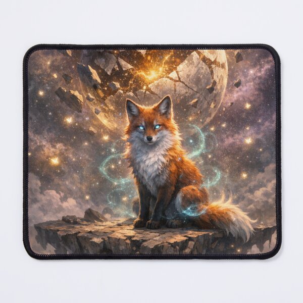 Item preview, Mystic Fox Cracking Moon – Fantasy Fox Spirit Cosmic Galaxy Art Print designed and sold by NeonKawaiiCo.