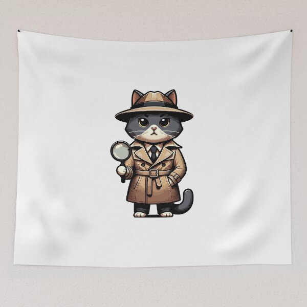 Item preview, Detective Cat Mystery Design for Cat Lovers and Puzzle Fans designed and sold by CyfroweMysli.