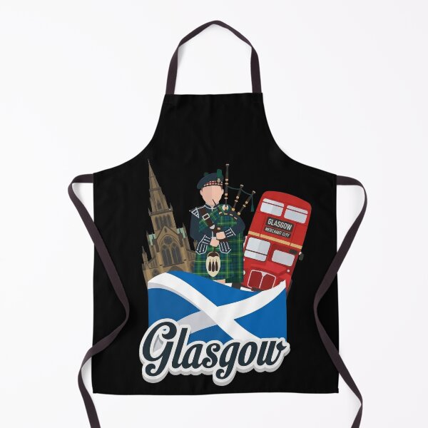 Item preview, Glasgow Merchant City Scottish Bagpiper and Red Bus Graphic Art designed and sold by Loom on the Loch.
