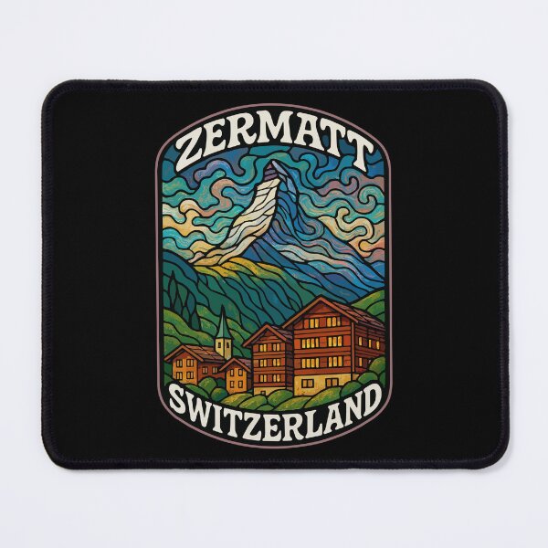 Item preview, Zermatt Mountain Switzerland Stained Glass Art Travel designed and sold by TomFrontierArt.
