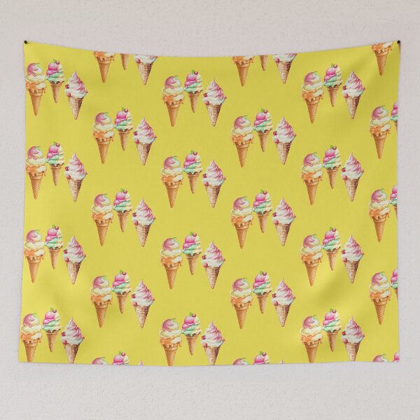 Artikelvorschau, Pastel Ice Cream Cones Illustration - Cute Summer Dessert Aesthetic. entworfen und verkauft von LunaPrintCo.