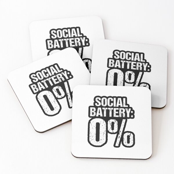 Item preview, Social Battery: 0%, Outline Grunge Typography designed and sold by Memes N Lore .
