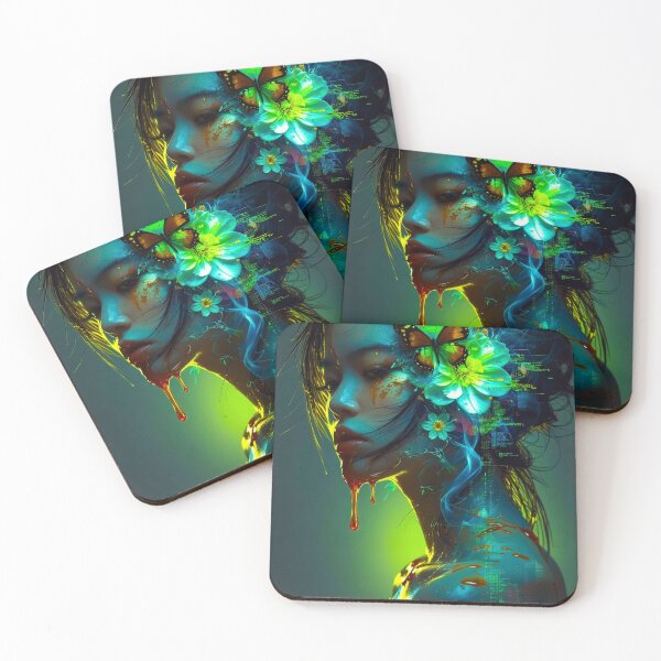 Item preview, Drops of Jupiter: Neon Floral Portrait designed and sold by Insomnia Art Designs.