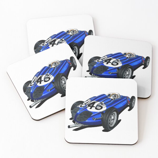 Item preview, Exclusive drawing legendary blue grand prix racing car 718 monoposto with flat air cooled engine designed and sold by Cars23.