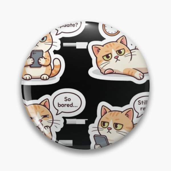 Item preview, Waiting Cat Stickers – Funny Bored & Waiting Mood Pack (Set of 8) designed and sold by Cutecatties.