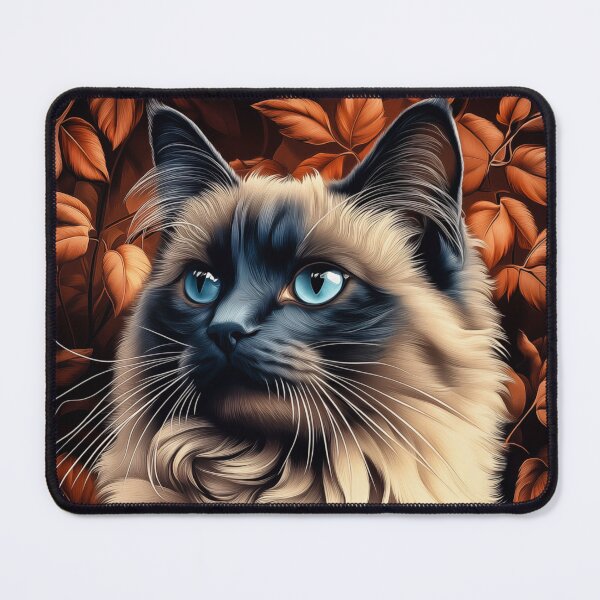 Item preview, Ragdoll Cat with Blue Eyes in Autumn Leaves designed and sold by PetsArt.