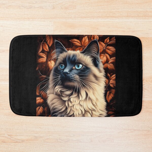 Item preview, Ragdoll Cat with Blue Eyes in Autumn Leaves designed and sold by PetsArt.