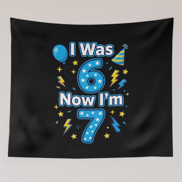 Item preview, I Was 6 Now I'm 7 Birthday Seven Year Old Kids Celebration designed and sold by SofenArt.