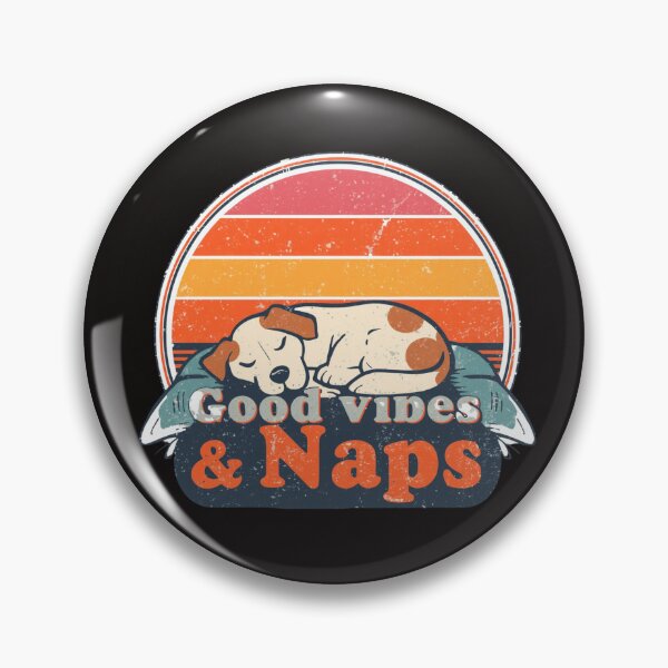 Item preview, Cute Sleeping Dog “Good Vibes & Naps” Retro Sunset – Cozy Pet Lover Aesthetic Design designed and sold by Kruti Collection.