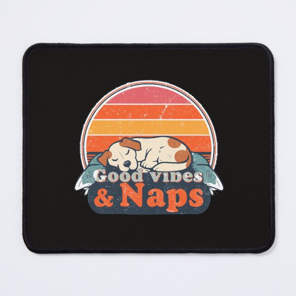 Item preview, Cute Sleeping Dog “Good Vibes & Naps” Retro Sunset – Cozy Pet Lover Aesthetic Design designed and sold by Kruti Collection.