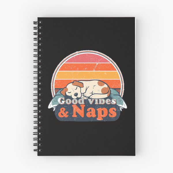 Item preview, Cute Sleeping Dog “Good Vibes & Naps” Retro Sunset – Cozy Pet Lover Aesthetic Design designed and sold by Kruti Collection.