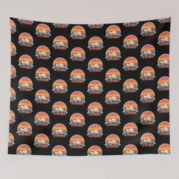 Item preview, Cute Sleeping Dog “Good Vibes & Naps” Retro Sunset – Cozy Pet Lover Aesthetic Design designed and sold by Kruti Collection.