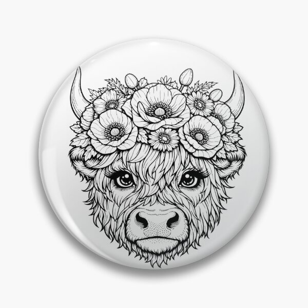 Item preview, Highland Coo Floral Crown – Cozy Creatures Art Series designed and sold by VINTAGEPUNTEES.