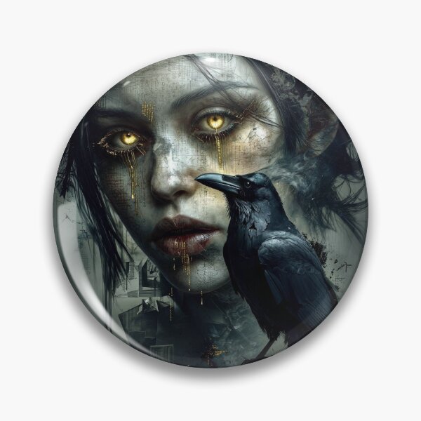 Item preview, Left in Ruin: Golden‑Eyed Raven Portrait designed and sold by Insomnia Art Designs.