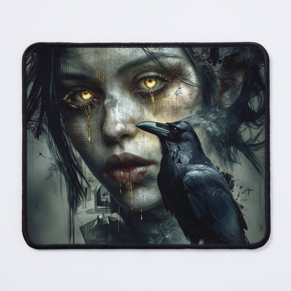 Item preview, Left in Ruin: Golden‑Eyed Raven Portrait designed and sold by Insomnia Art Designs.