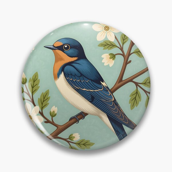 Item preview, A charming wide-eyed swallow bird perched on a branch designed and sold by Ponted.