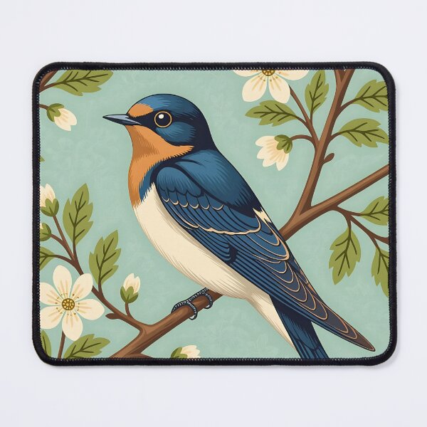 Item preview, A charming wide-eyed swallow bird perched on a branch designed and sold by Ponted.