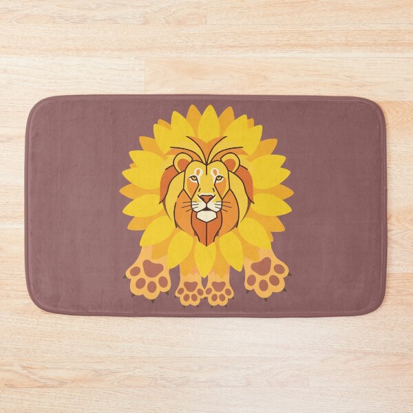 Artikelvorschau, Golden Lion Sun Illustration - Majestic King Animal Design. Warm Yellow Safari Art. entworfen und verkauft von LunaPrintCo.