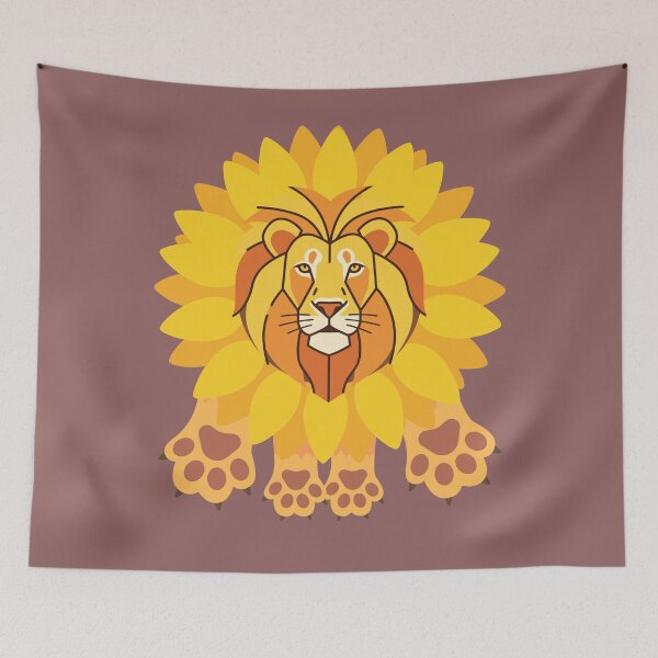 Item preview, Golden Lion Sun Illustration - Majestic King Animal Design. Warm Yellow Safari Art. designed and sold by LunaPrintCo.