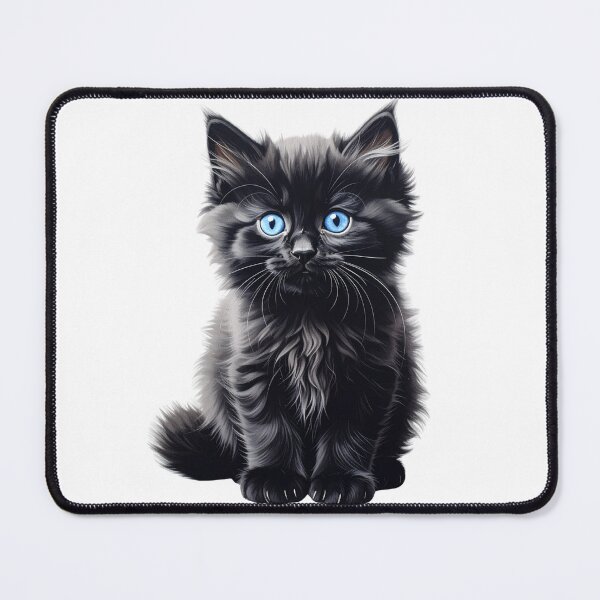 Item preview, Black Kitten with Blue Eyes – Cute Fluffy Cat Illustration for Cozy Aesthetic Gifts designed and sold by SabraDD.
