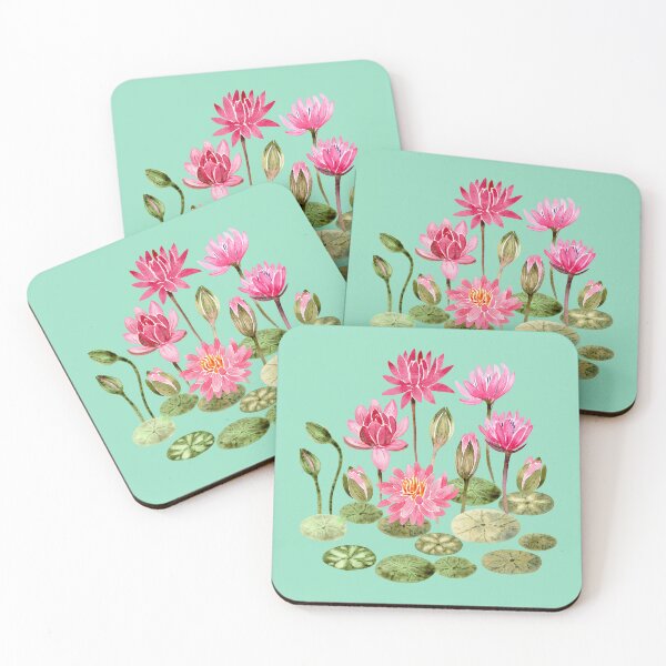 Item preview, Pink Water Lilies in Watercolor Design designed and sold by andrebalest.art.
